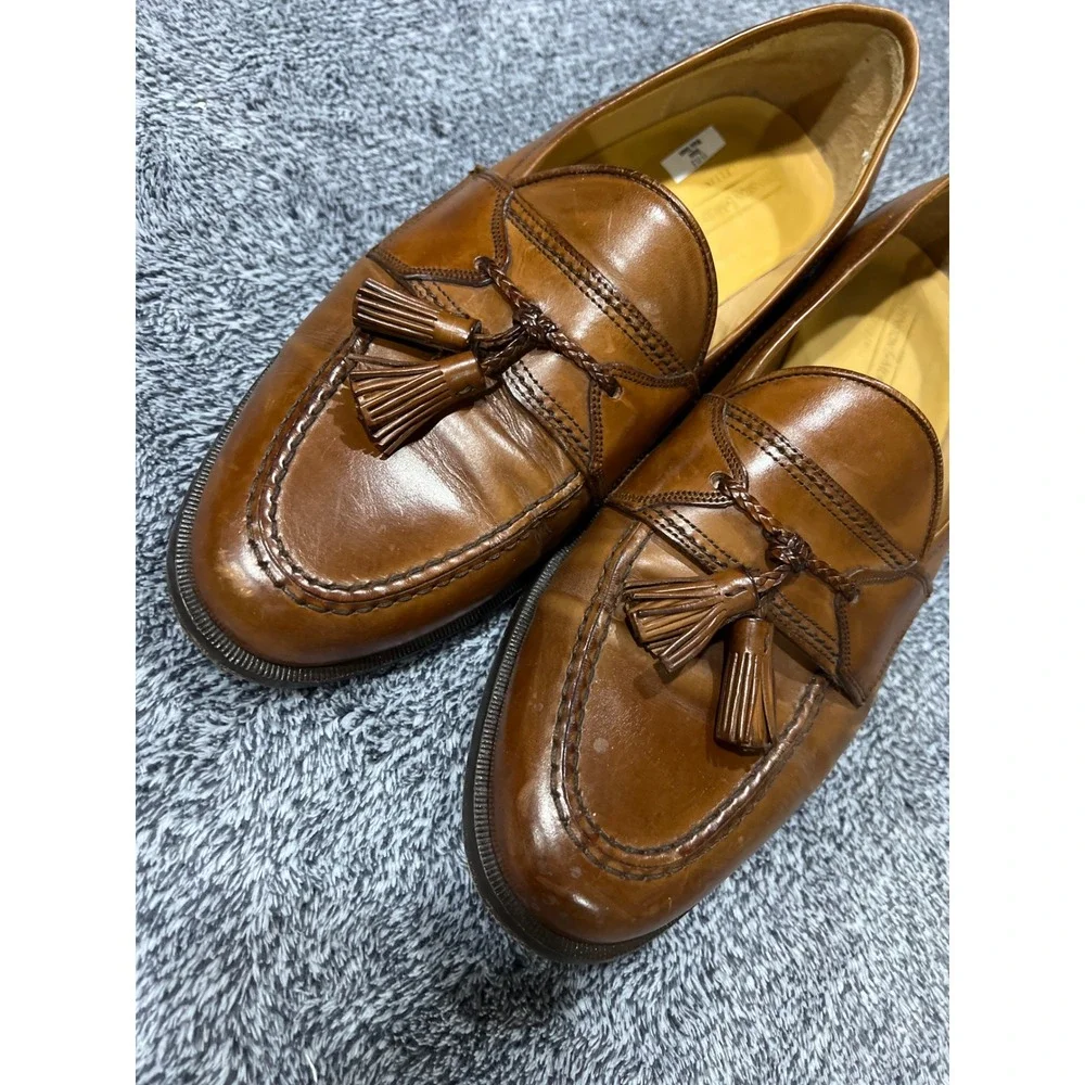 Johnston & Murphy Cellini MensTan Leather Tassel Loafers Made in Italy Size 11.5